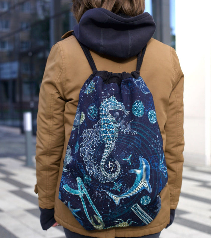 The Blueprint Drawstring Bag - Front View by Symbolika