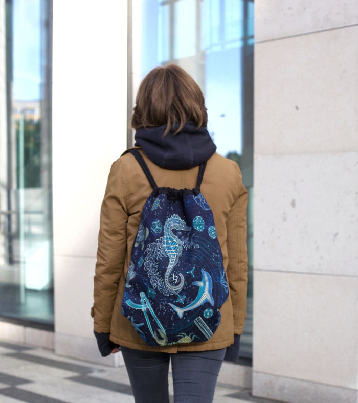 The Blueprint Drawstring Bag - Back View by Symbolika