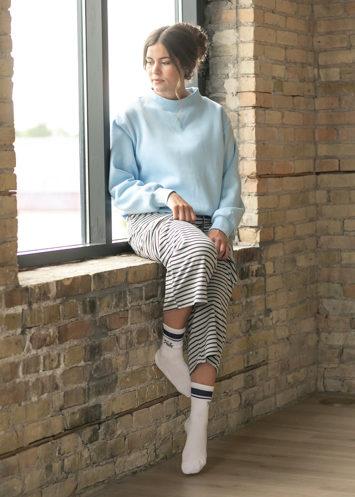 Things Between® Blue-Brown Striped Drawstring Pants FF Pants
