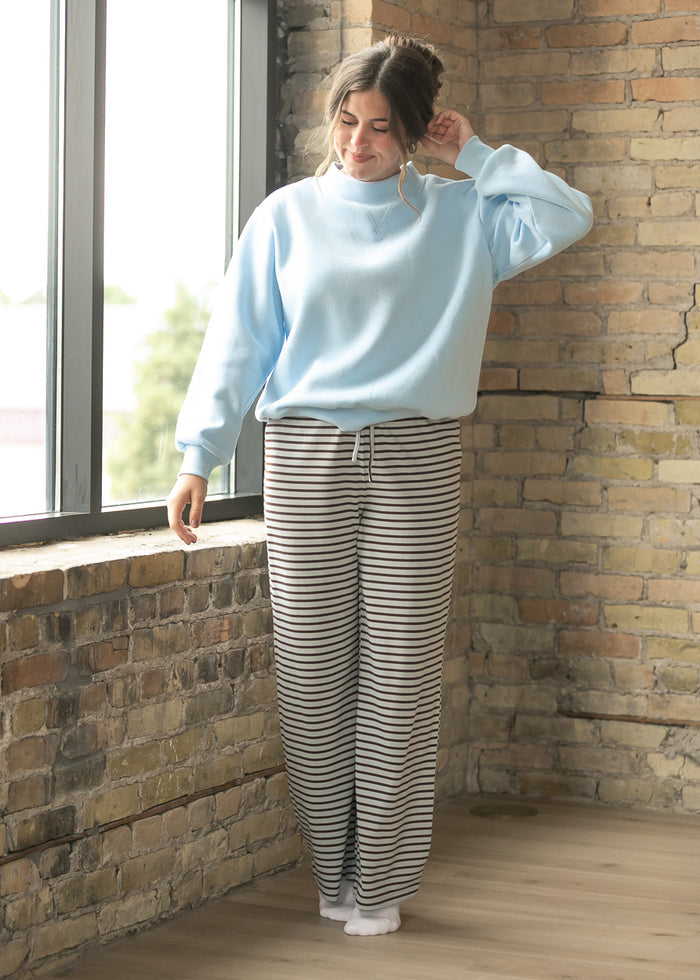 Things Between® Blue-Brown Striped Drawstring Pants FF Pants
