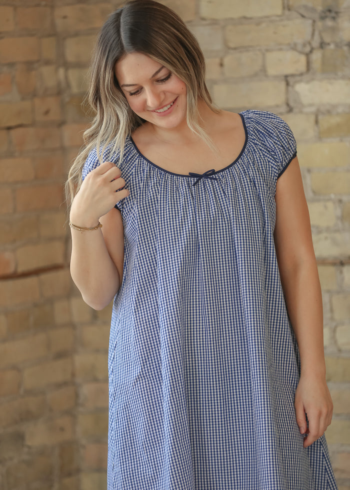 Things Between® Cap Sleeve Checkered Midi Dress FF Dresses