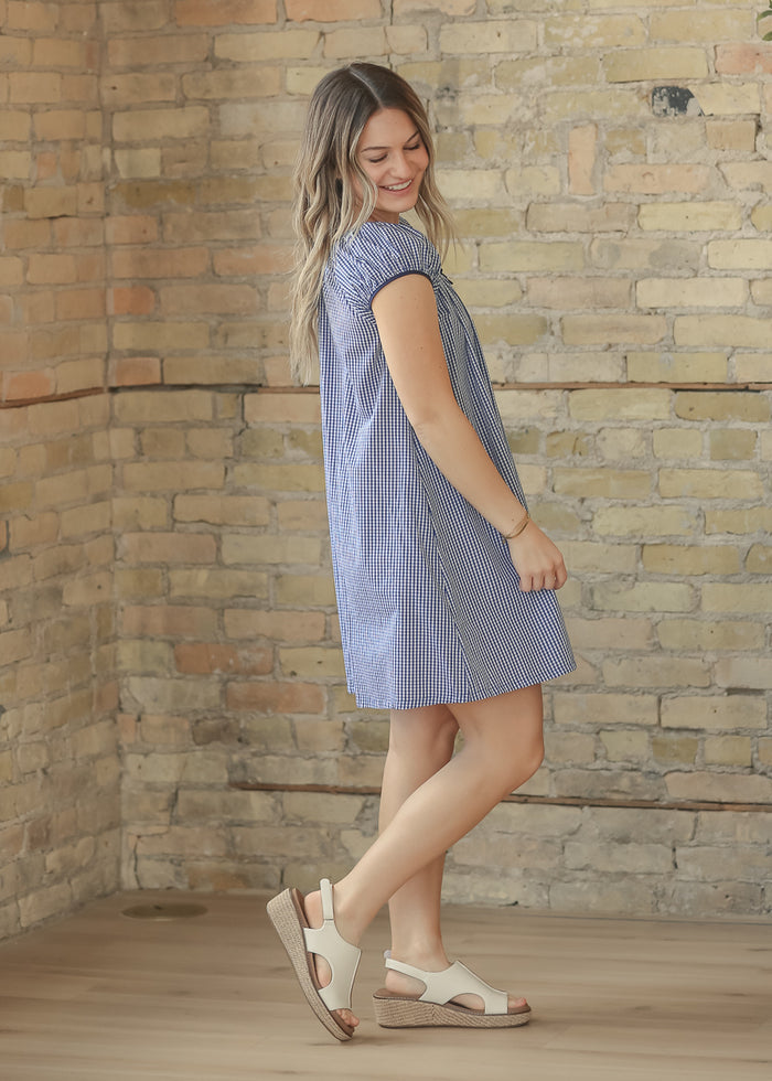 Things Between® Cap Sleeve Checkered Midi Dress FF Dresses