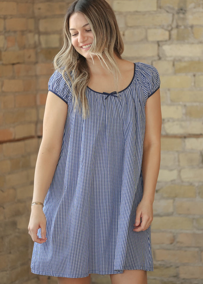 Things Between® Cap Sleeve Checkered Midi Dress FF Dresses