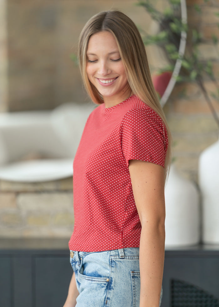 Things Between® Cove Polka Dot Jersey Short Sleeve Tee FF Tops