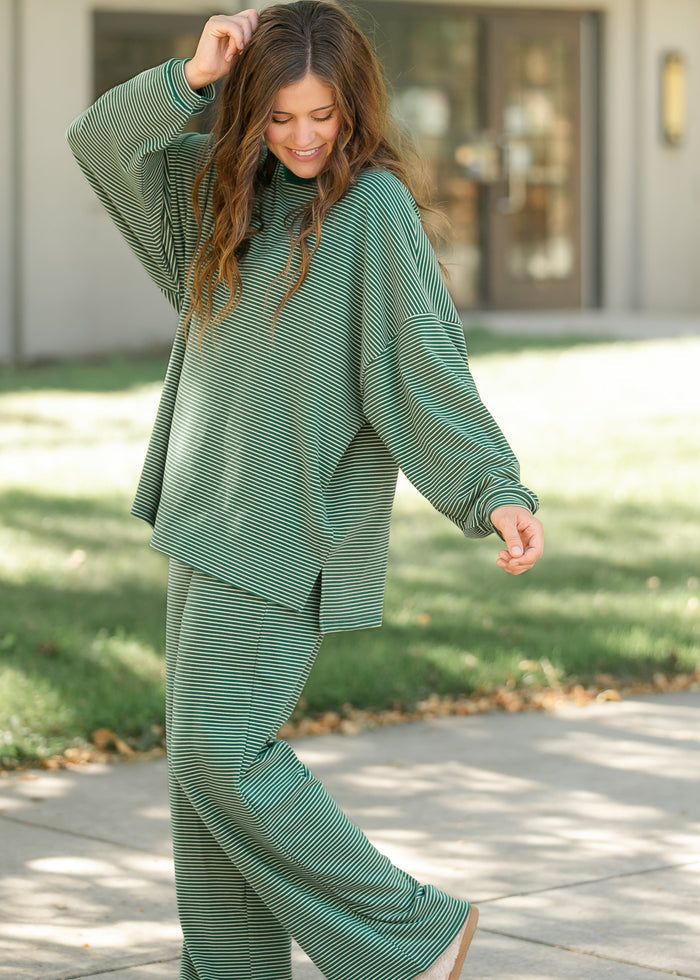 Things Between® Levi Green Striped Top FF Tops