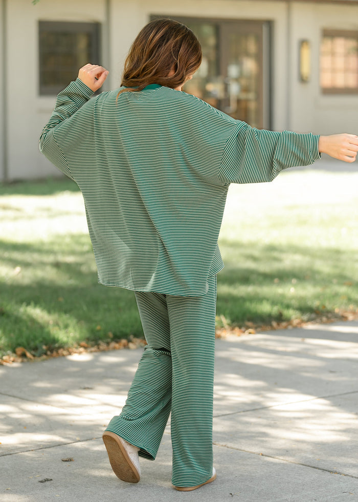 Things Between® Levi Green Striped Top FF Tops
