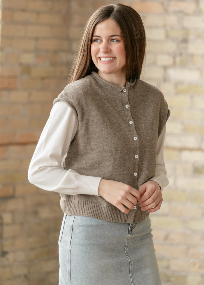 Things Between® Mocha Piper Vest Cardigan FF Layering Essentials