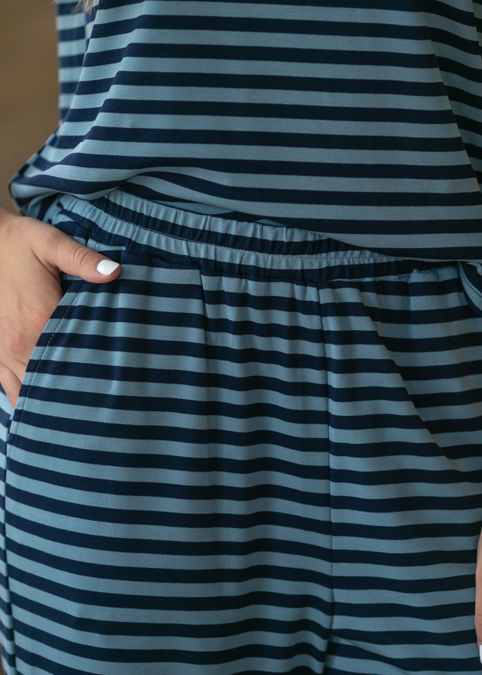 Things Between® Navy Stripe Clairo Wide Leg Pants FF Pants