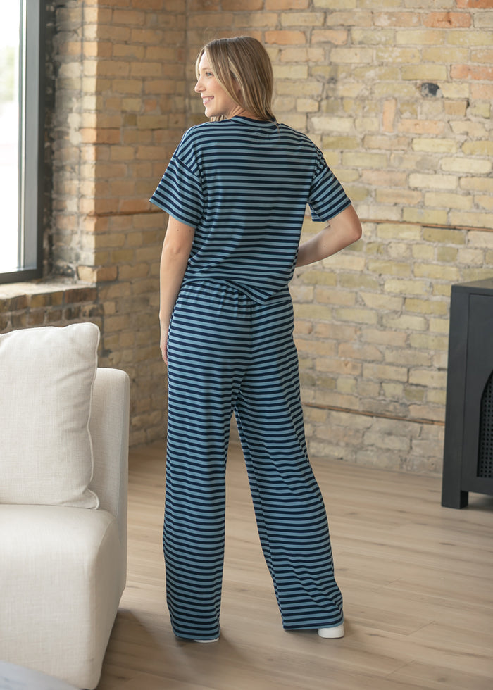 Things Between® Navy Stripe Clairo Wide Leg Pants FF Pants