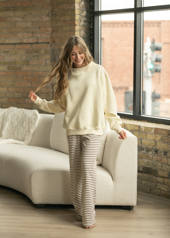 Things Between® Nelly Mock Neck Butter Yellow Sweatshirt FF Tops