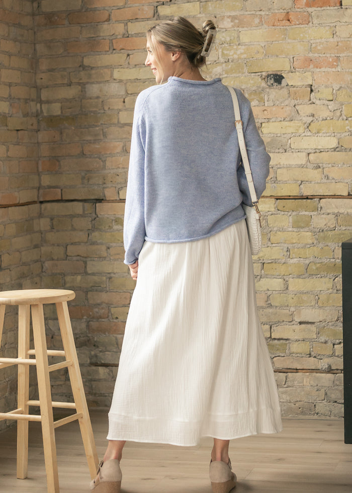 Things Between® Swan Dusty Blue Sweater FF Tops