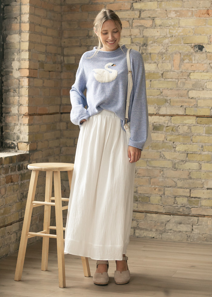 Things Between® Swan Dusty Blue Sweater FF Tops