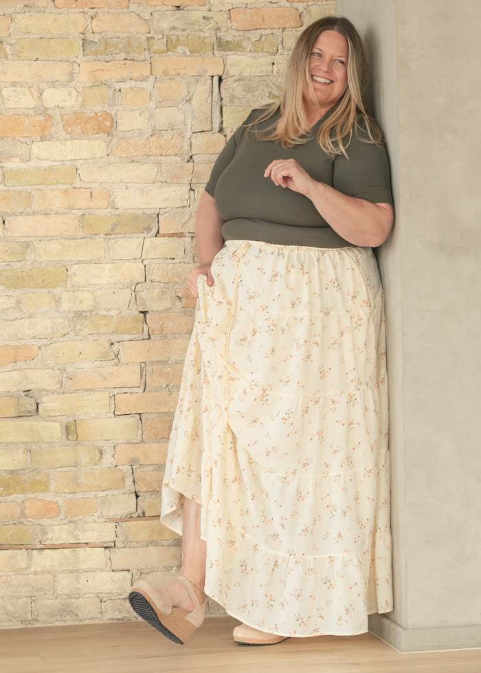 Tie Waist Tiered Floral Maxi Skirt FF Skirts 1XL