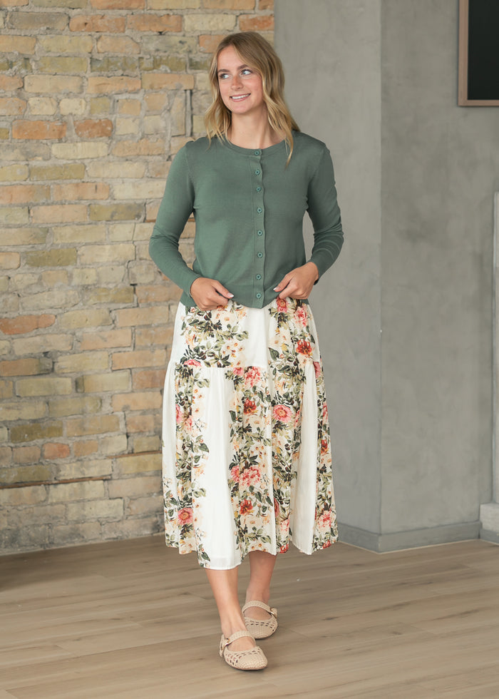 Tiered Floral Midi Skirt FF Skirts
