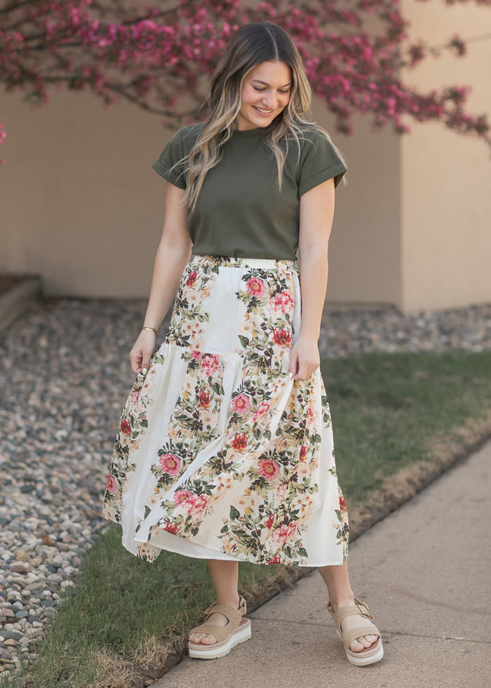 Tiered Floral Midi Skirt FF Skirts