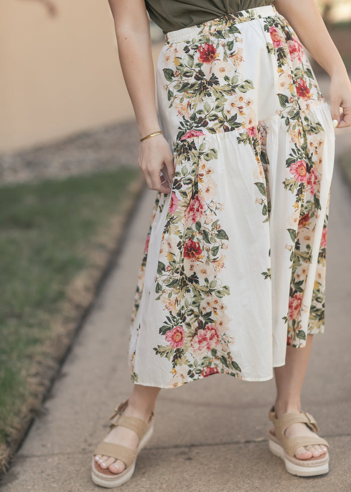 Tiered Floral Midi Skirt FF Skirts