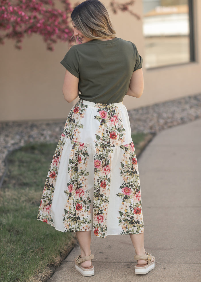 Tiered Floral Midi Skirt FF Skirts
