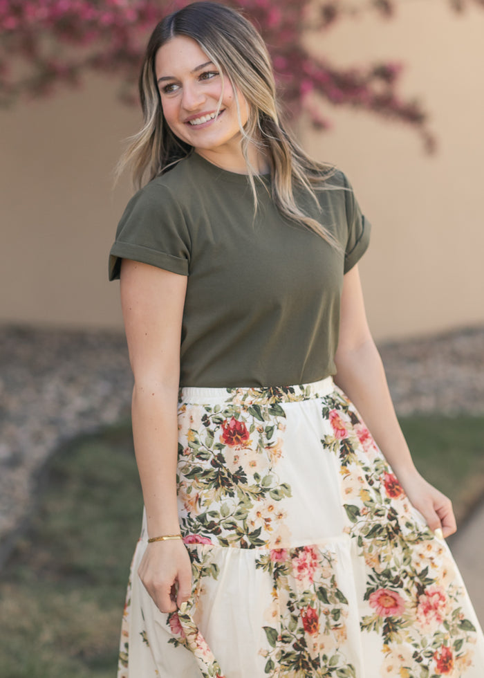 Tiered Floral Midi Skirt FF Skirts