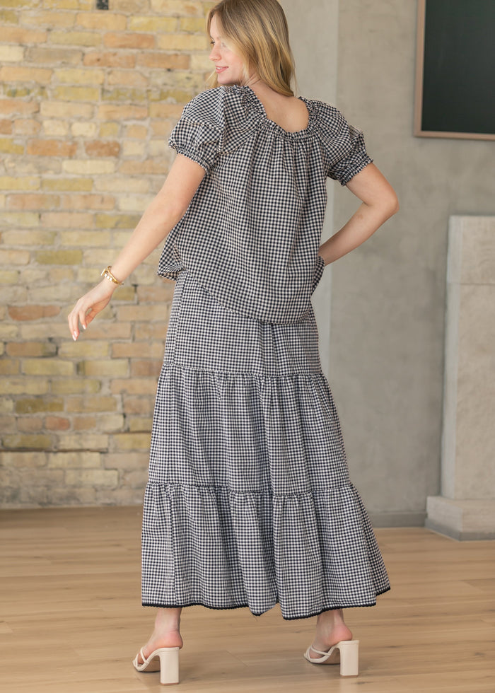 Tiered Gingham Maxi Skirt FF Skirts
