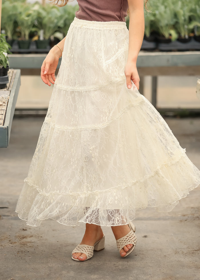 Tiered Lace Midi Skirt FF Skirts