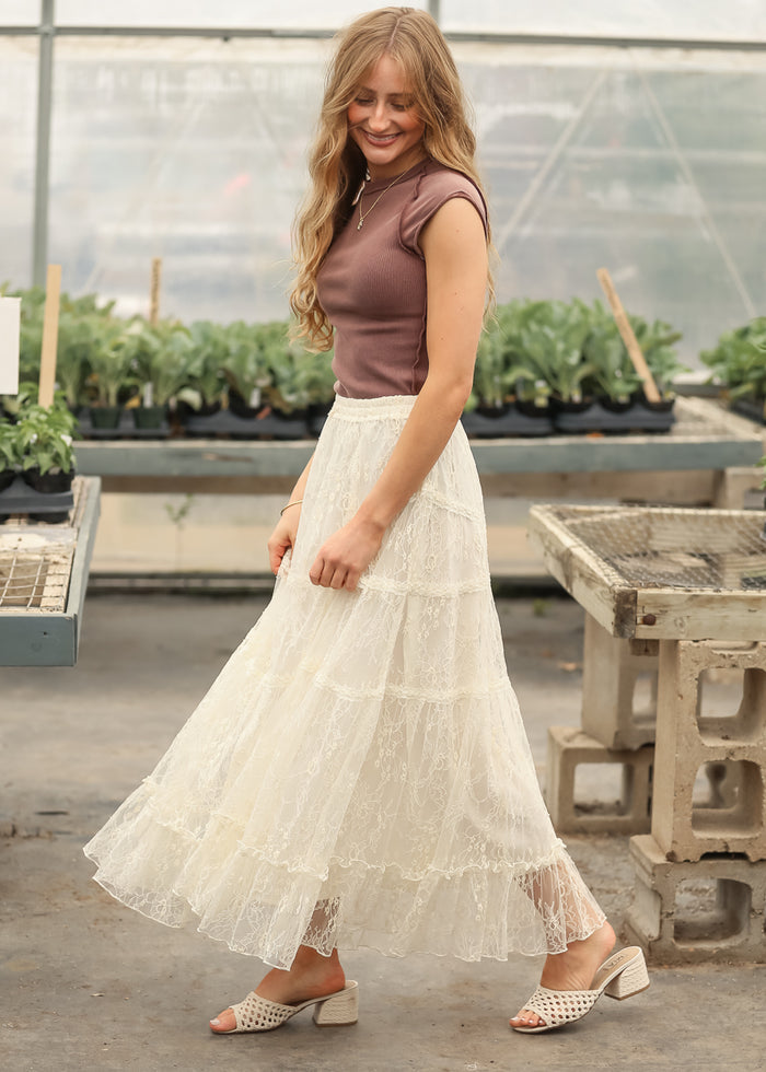 Tiered Lace Midi Skirt FF Skirts