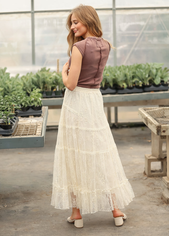 Tiered Lace Midi Skirt FF Skirts