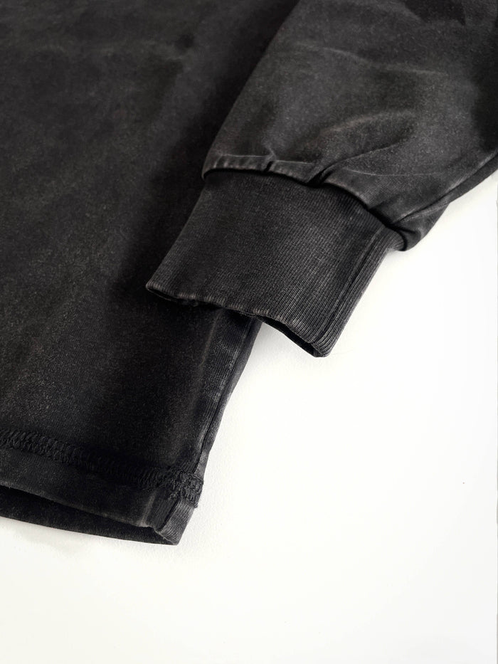 Toddler Black Acid- Wash Long Sleeve Tee