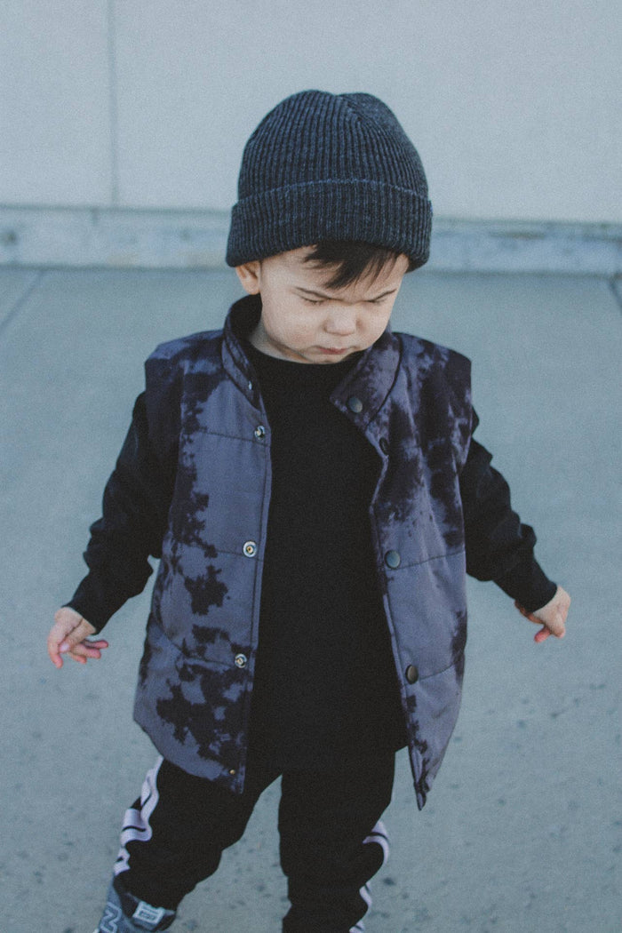 Toddler Black Acid- Wash Long Sleeve Tee