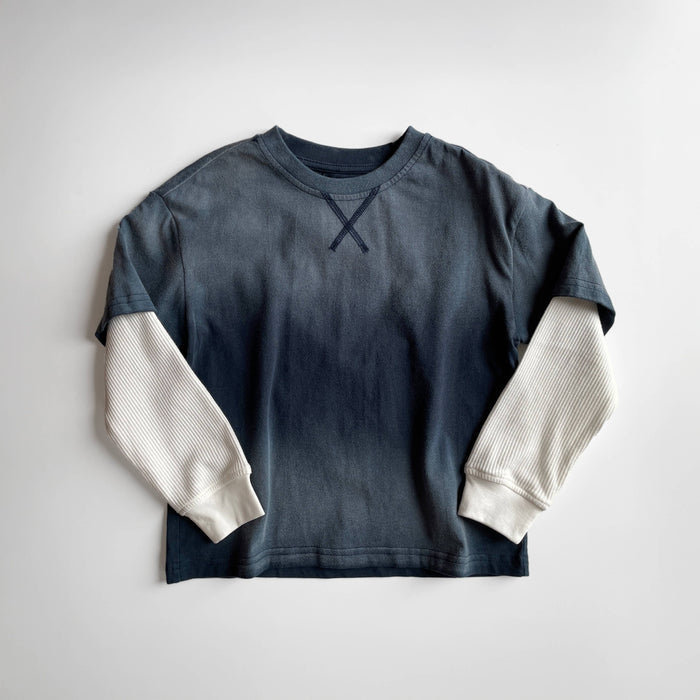 Toddler Waffle Layered Tee in Navy