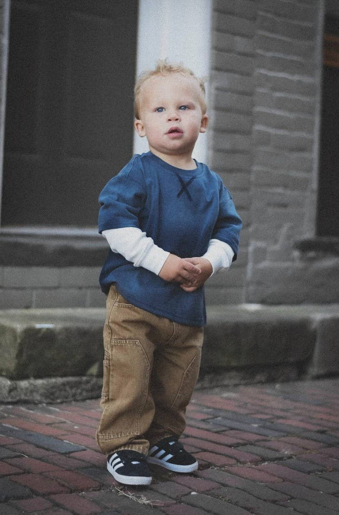 Toddler Waffle Layered Tee in Navy