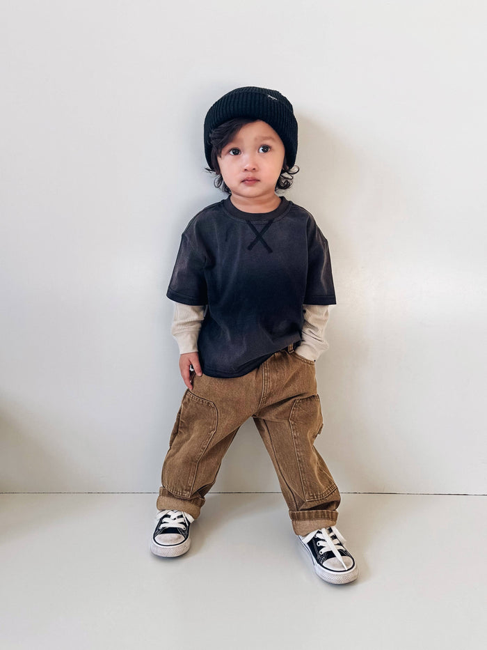 Toddler Waffle Layered Tee in Navy