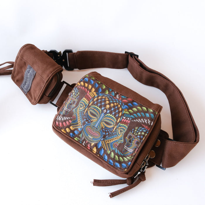 Trinfinity Belt Bag — Geometric Infinity Art Psychedelic Art Print on Black T-Shirt by Symbolika