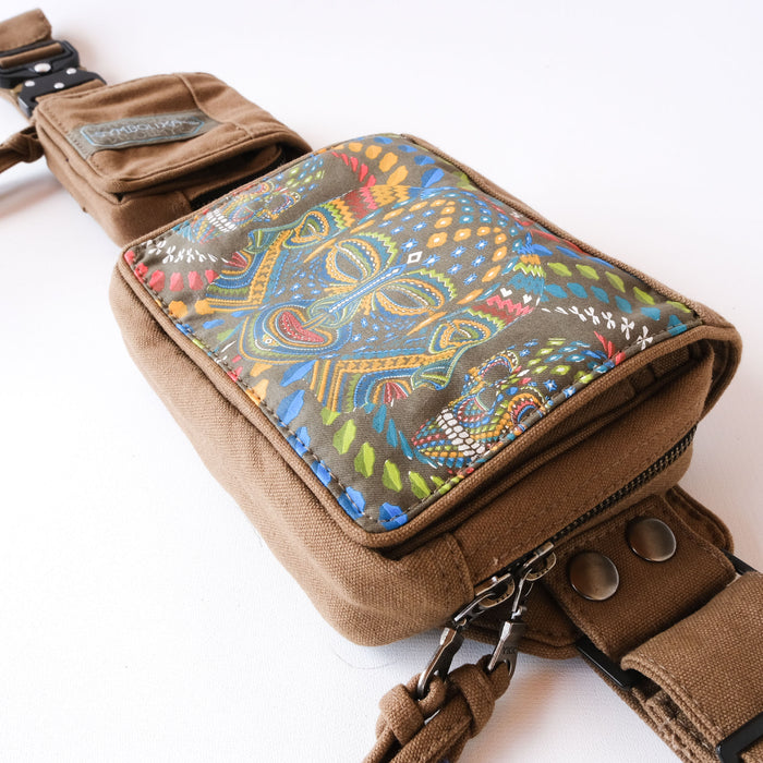 Modular belt bag with tactical straps and sacred geometry art by Symbolika