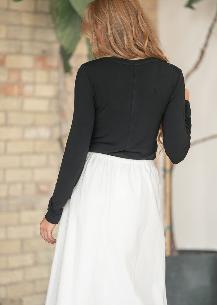 Ultra Soft Black Classic Ribbed Henley Top FF Tops