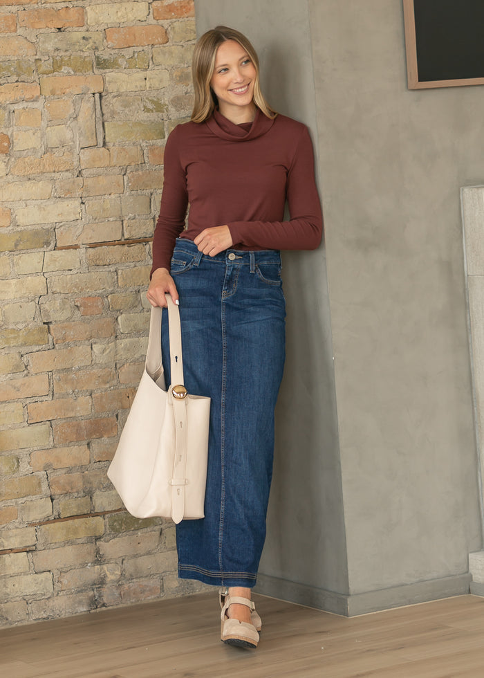 Ultra Soft Burgundy Basic Long Sleeve Turtleneck FF Tops