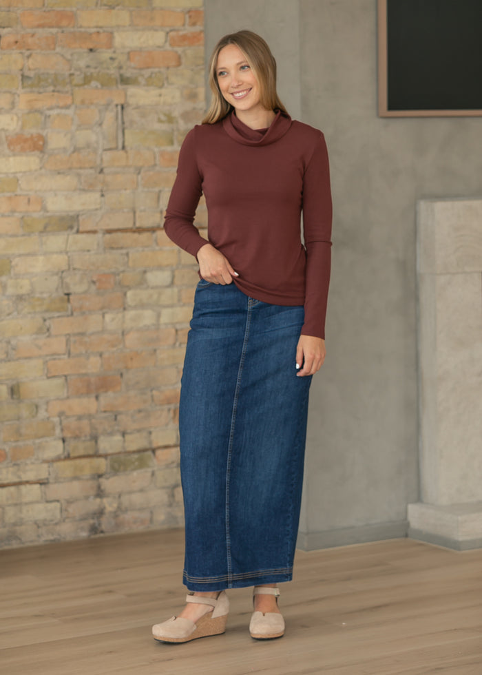 Ultra Soft Burgundy Basic Long Sleeve Turtleneck FF Tops