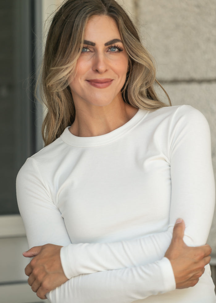 Ultra Soft Ivory Basic Long Sleeve Top FF Tops