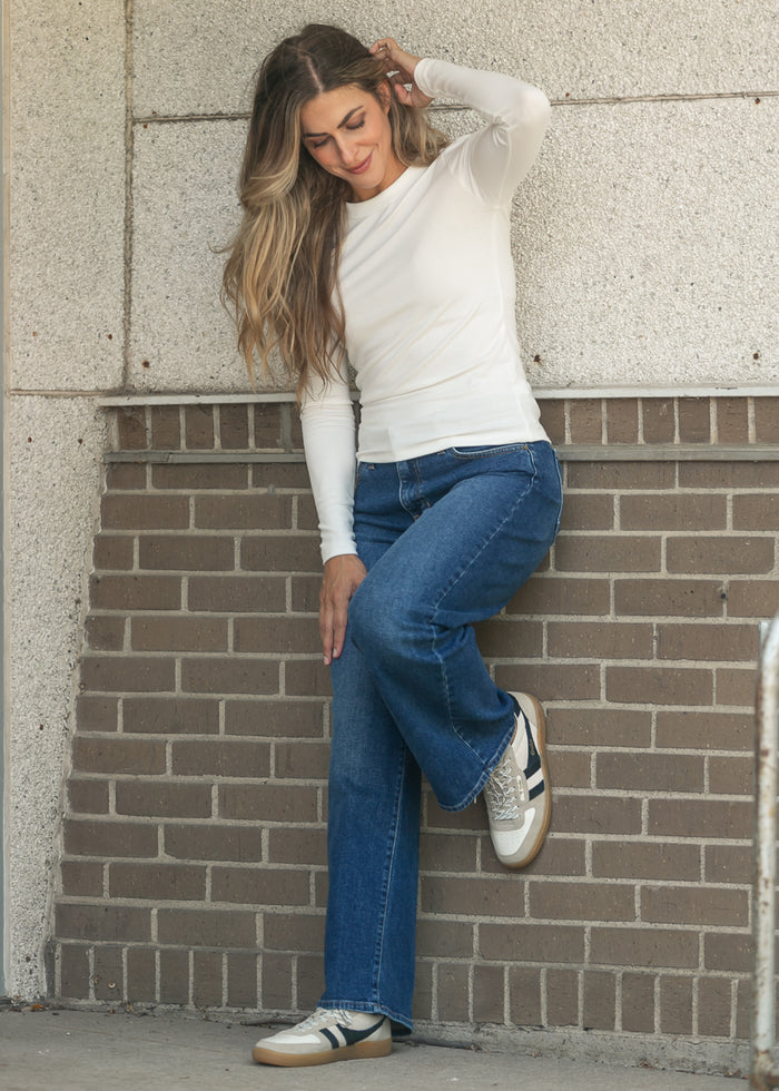 Ultra Soft Ivory Basic Long Sleeve Top FF Tops