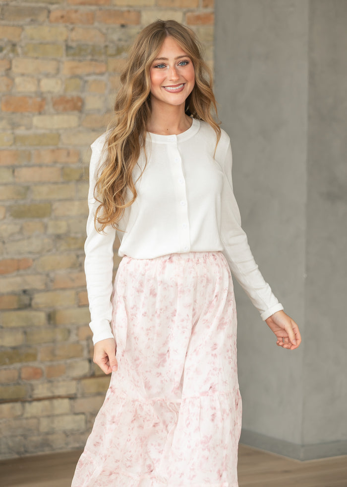 Ultra Soft Ivory Long Sleeve Cardigan FF Tops