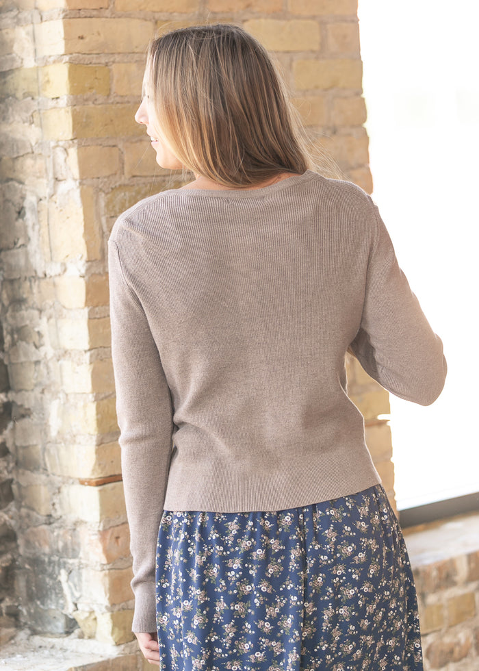 Ultra Soft Mocha Essential Ribbed Button Up Cardigan FF Tops