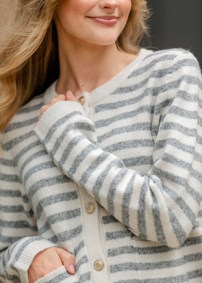 Ultra Soft Striped Cardigan FF Tops