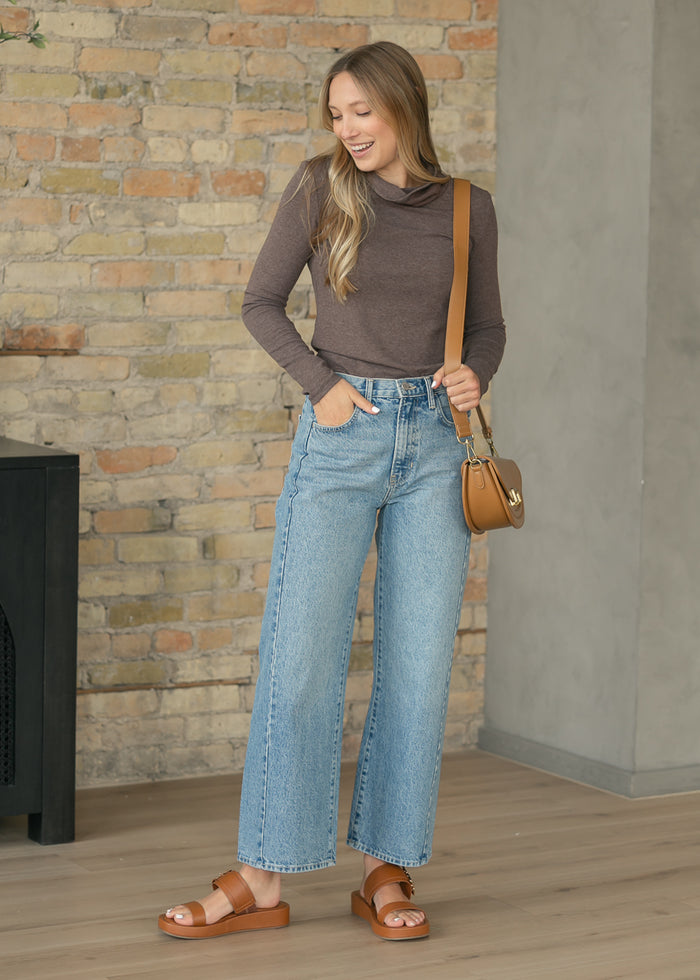 Ultra Soft Walnut Basic Long Sleeve Turtleneck FF Tops
