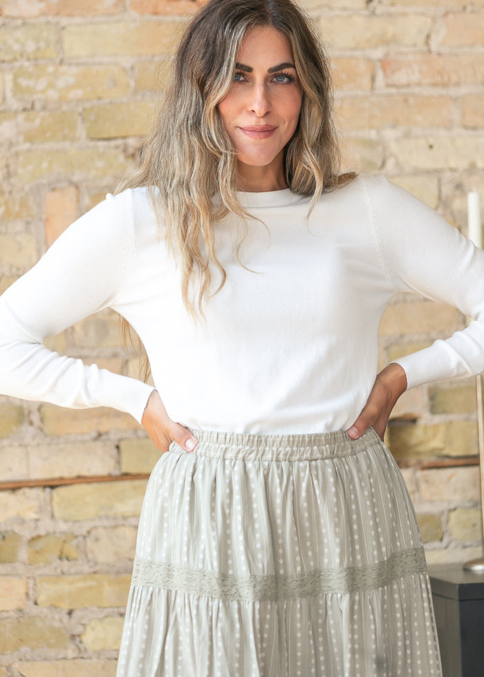 Ultra Soft White Basic Sweater Top FF Tops