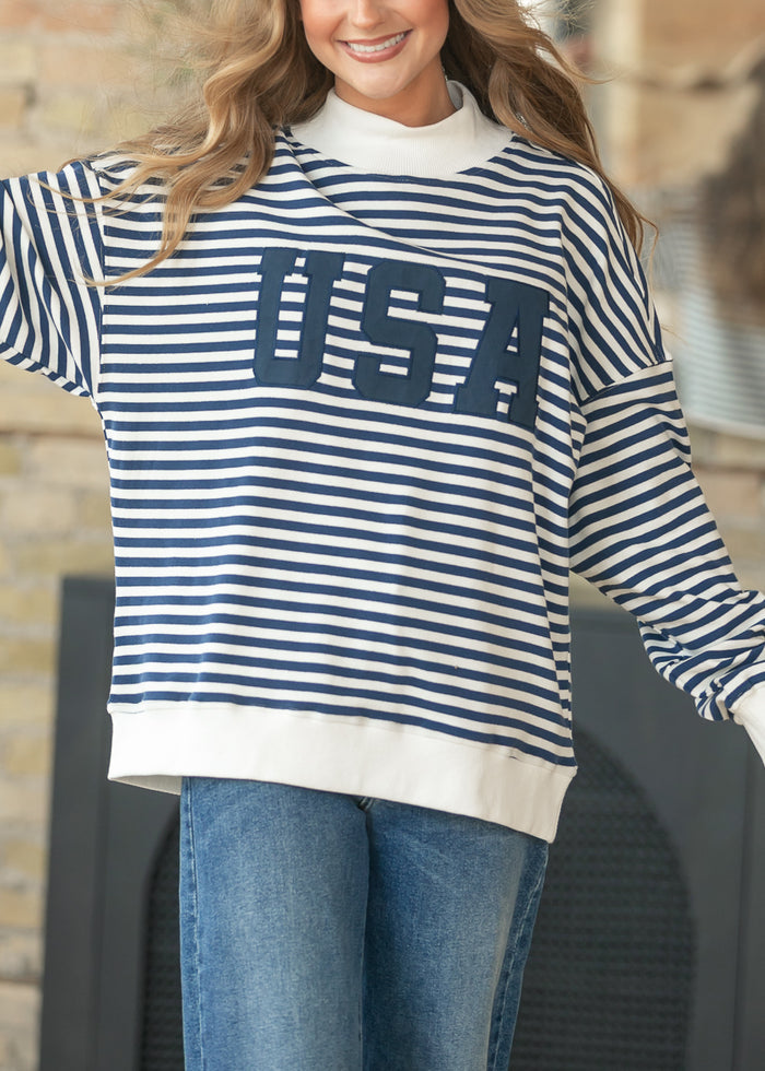 USA Mockneck Sweatshirt FF Tops