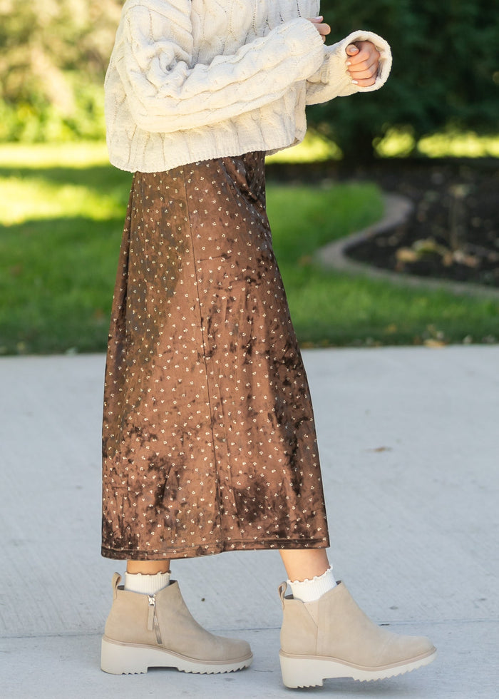 Velvet Ditsy Floral Midi Skirt FF Skirts