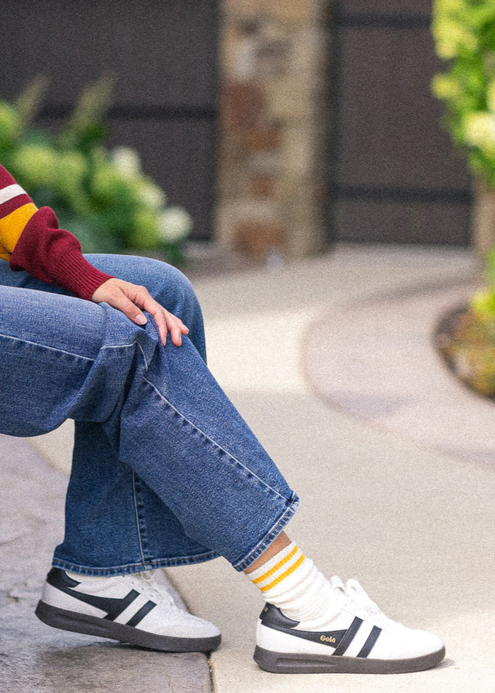 Waffle Pattern Striped Socks Accessories