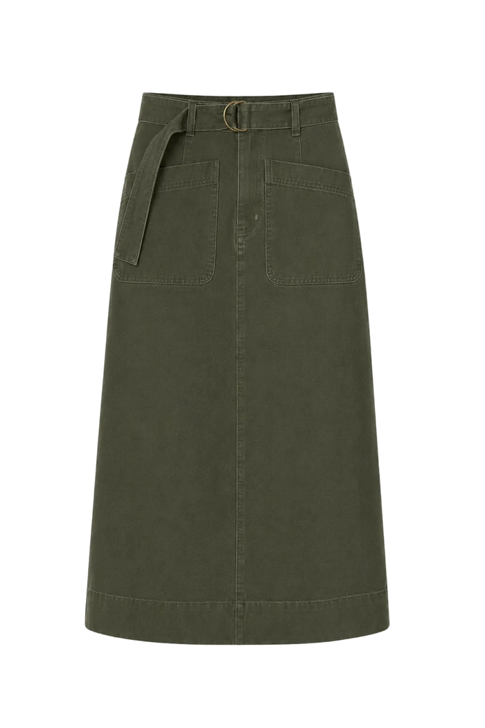 Washed Twill Utility Skirt