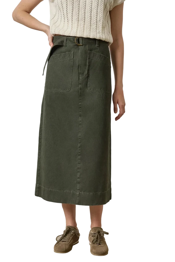 Washed Twill Utility Skirt