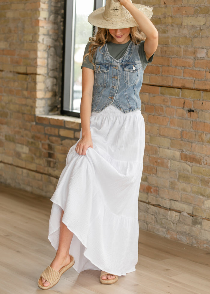White Gauze Maxi Skirt FF Skirts