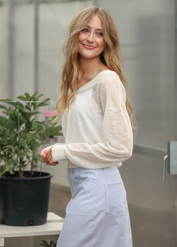 White Lightweight V Neck Cardigan FF Layering Essentials